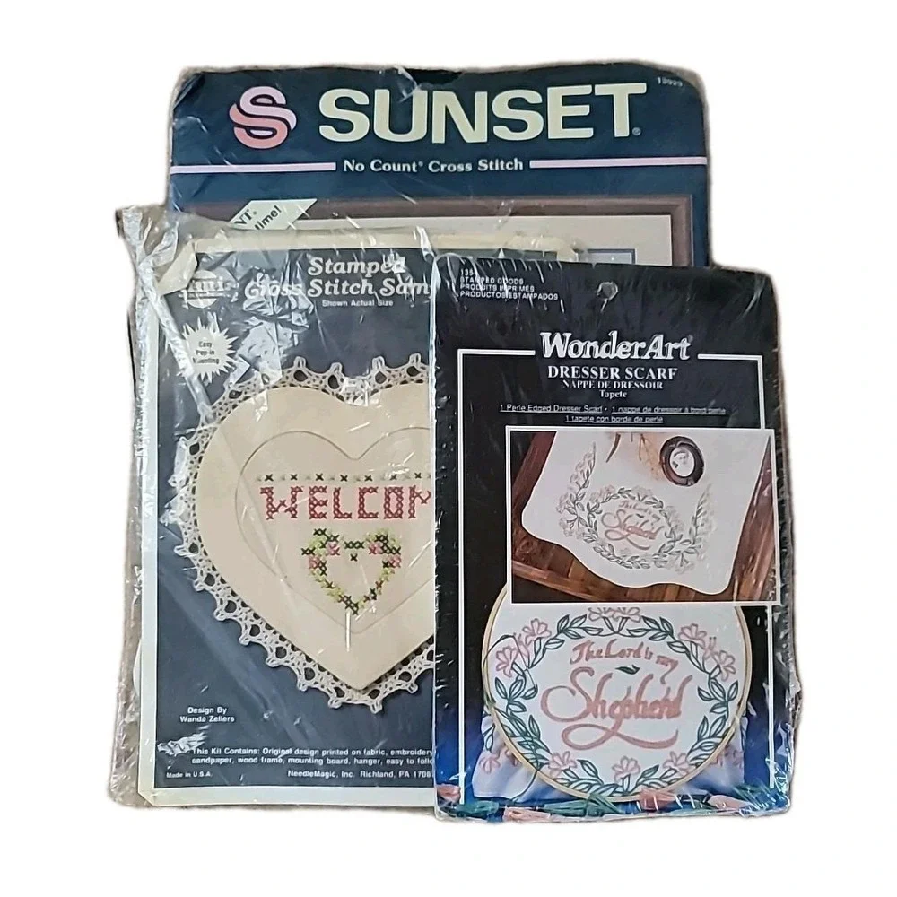 Lot Of 3 Vintage Cross‎ Stitch Kits
